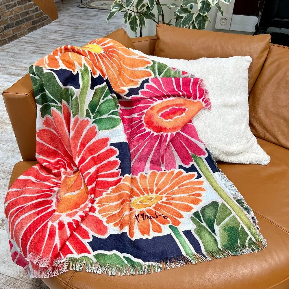 FIRM PRICE!  Paul Brent Gerbera Daisy Garden Throw/Blanket/Tablecloth